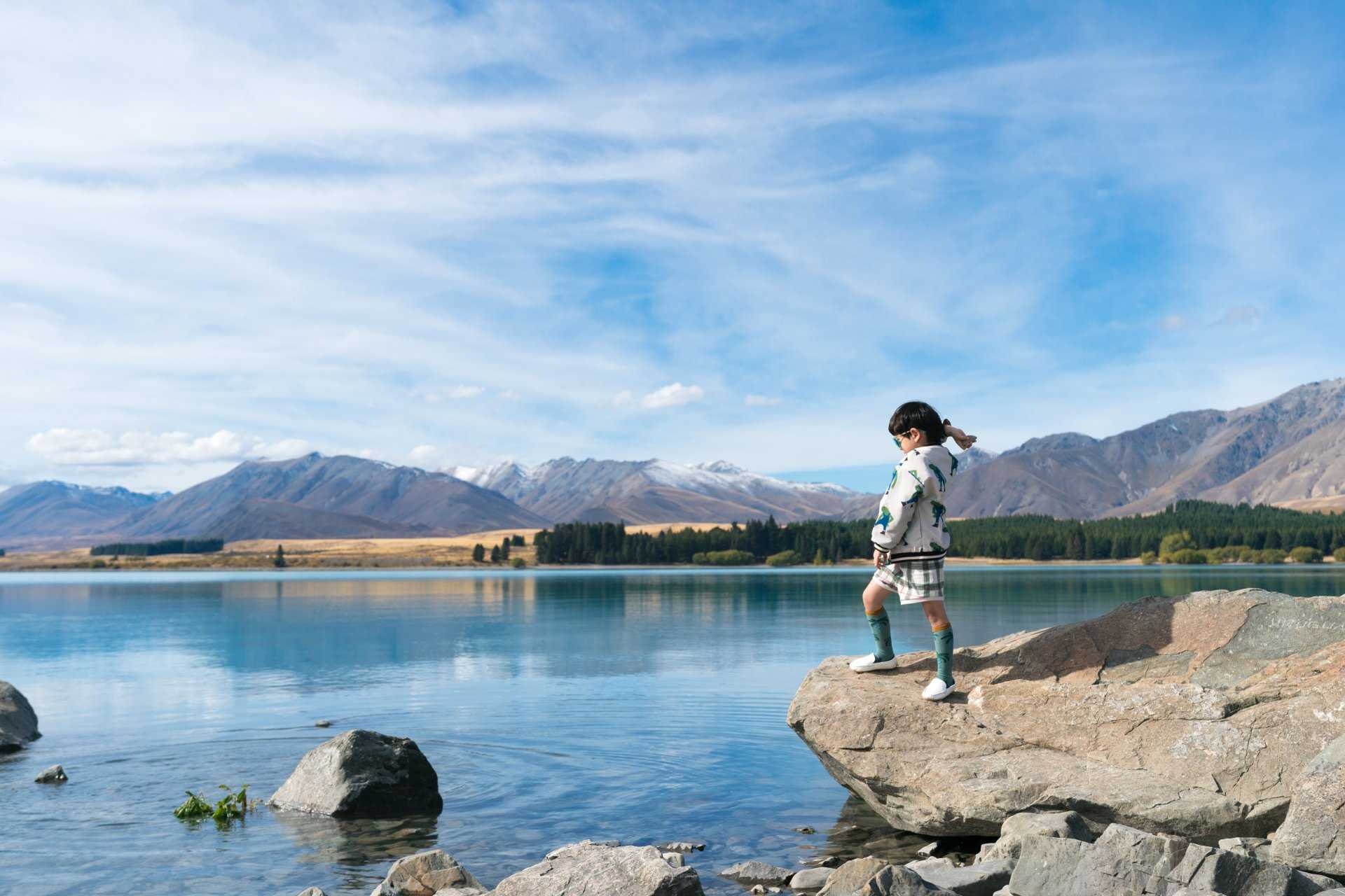 Lake Tekapo에 돌던지는 범블리
